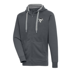 Pittsburgh Penguins Antigua Metallic Logo Victory Full-Zip Hoodie - Charcoal | NHL near me