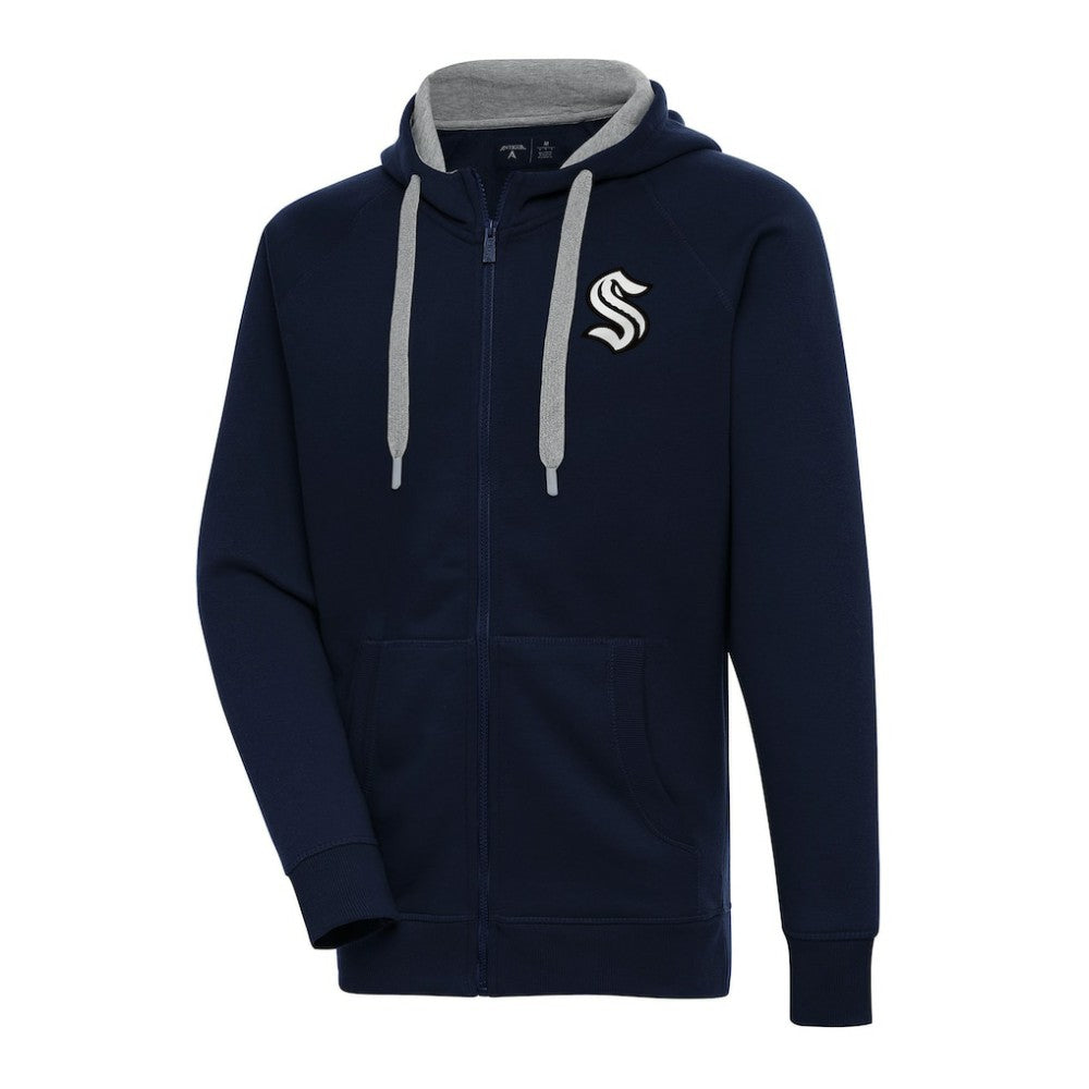 Seattle Kraken Antigua Metallic Logo Victory Full-Zip Hoodie - Deep Sea Blue | NHL on sale