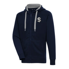 Seattle Kraken Antigua Metallic Logo Victory Full-Zip Hoodie - Deep Sea Blue | NHL on sale