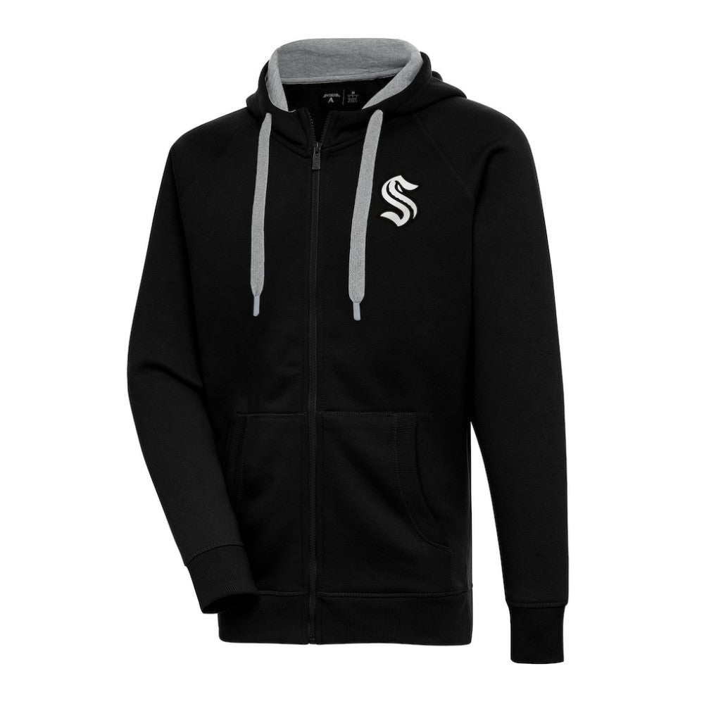 Seattle Kraken Antigua Metallic Logo Victory Full-Zip Hoodie - Black | NHL on sale