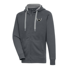 Washington Capitals Antigua Metallic Logo Victory Full-Zip Hoodie - Charcoal | NHL Clearance