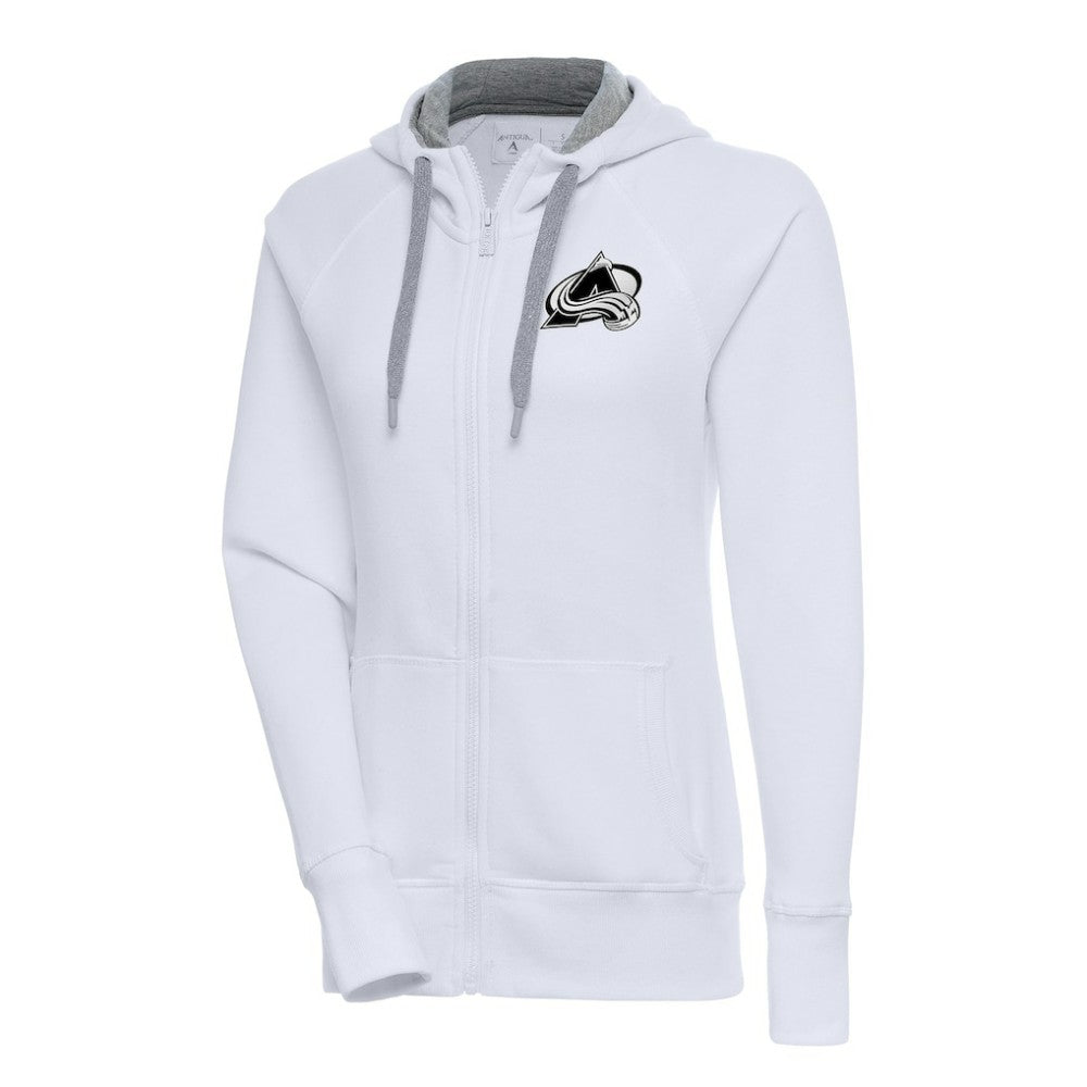 Colorado Avalanche Antigua Women's Metallic Logo Victory Full-Zip Hoodie - White | NHL Clearance