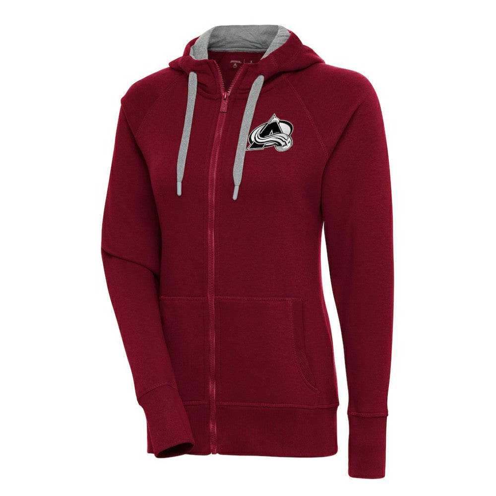 Colorado Avalanche Antigua Women's Metallic Logo Victory Full-Zip Hoodie - Burgundy | NHL Lifestyle