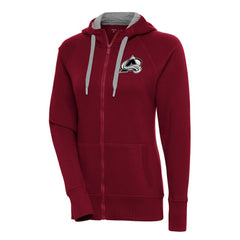 Colorado Avalanche Antigua Women's Metallic Logo Victory Full-Zip Hoodie - Burgundy | NHL Lifestyle