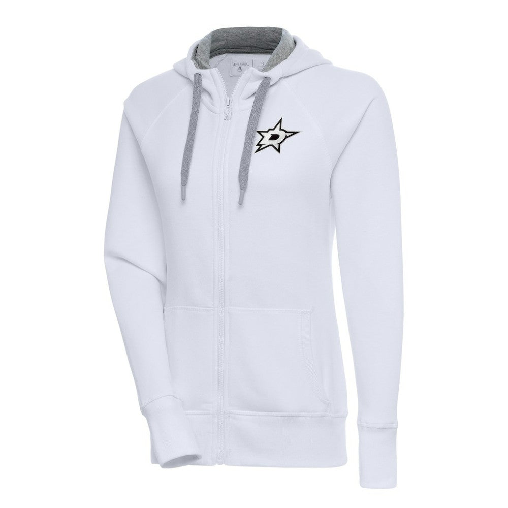 Dallas Stars Antigua Women's Metallic Logo Victory Full-Zip Hoodie - White | NHL Lifestyle