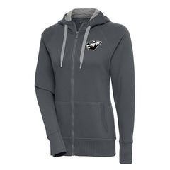 Minnesota Wild Antigua Women's Metallic Logo Victory Full-Zip Hoodie - Charcoal | NHL discount