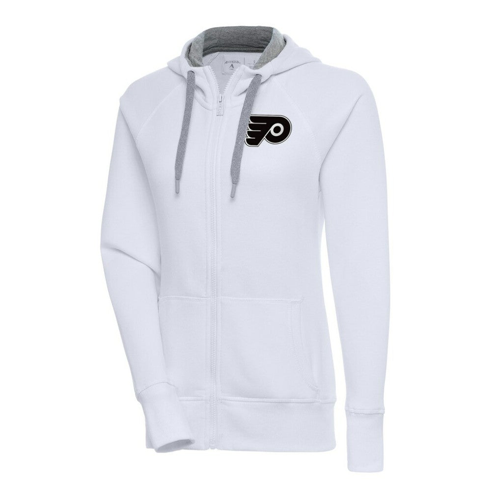 Philadelphia Flyers Antigua Women's Metallic Logo Victory Full-Zip Hoodie - White | NHL sale
