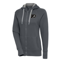 Philadelphia Flyers Antigua Women's Metallic Logo Victory Full-Zip Hoodie - Charcoal | NHL online