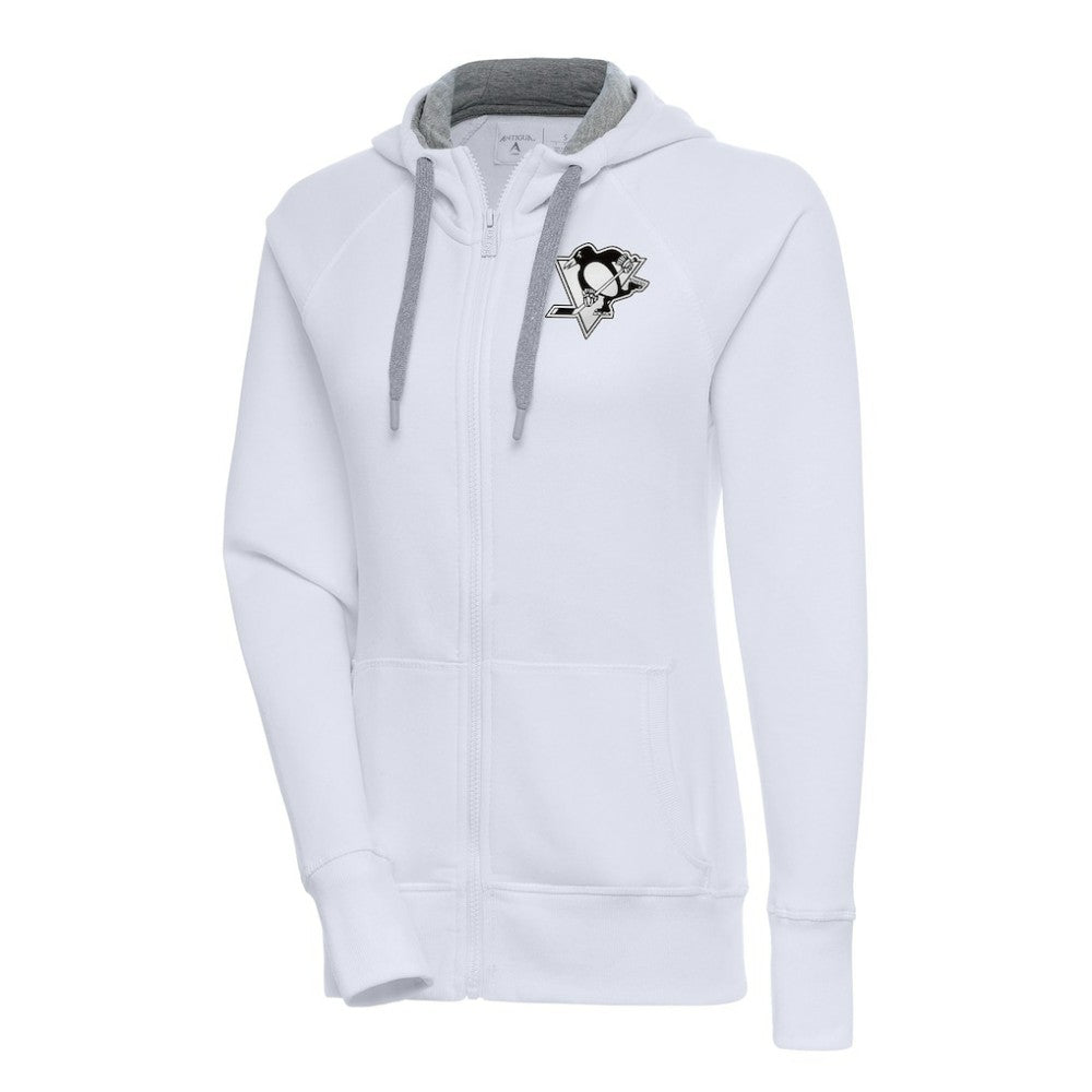 Pittsburgh Penguins Antigua Women's Metallic Logo Victory Full-Zip Hoodie - White | NHL discount