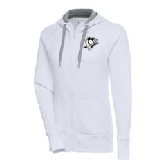 Pittsburgh Penguins Antigua Women's Metallic Logo Victory Full-Zip Hoodie - White | NHL discount