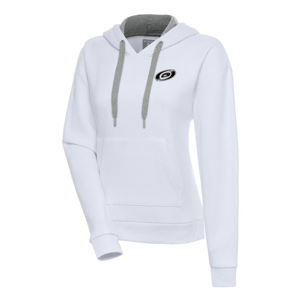 Carolina Hurricanes Antigua Women's Metallic Logo Victory Pullover Hoodie - White | NHL Clearance