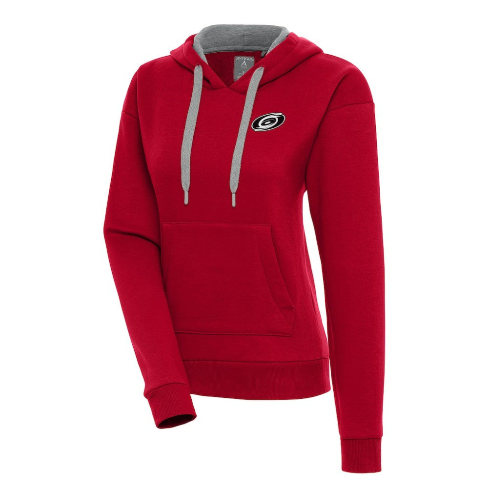 Carolina Hurricanes Antigua Women's Metallic Logo Victory Pullover Hoodie - Red | NHL sale