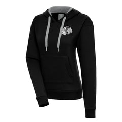Chicago Blackhawks Antigua Women's Metallic Logo Victory Pullover Hoodie - Black | NHL sale