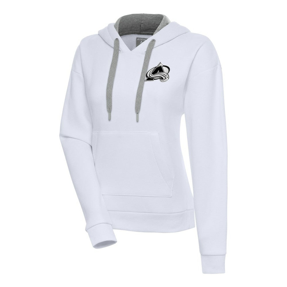 Colorado Avalanche Antigua Women's Metallic Logo Victory Pullover Hoodie - White | NHL discount