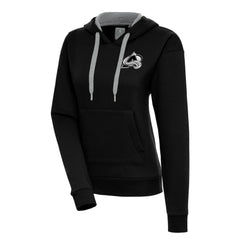 Colorado Avalanche Antigua Women's Metallic Logo Victory Pullover Hoodie - Black | NHL Clearance