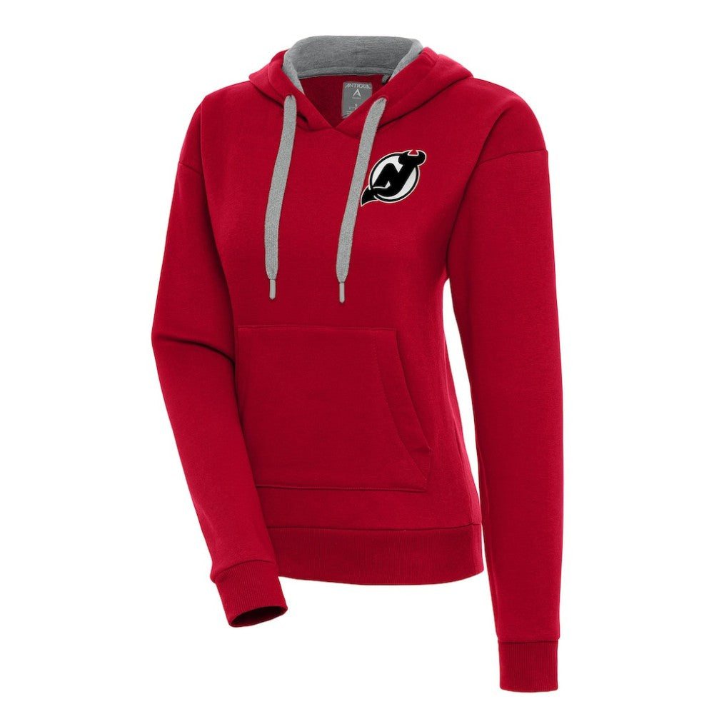 New Jersey Devils Antigua Women's Metallic Logo Victory Pullover Hoodie - Red | NHL online