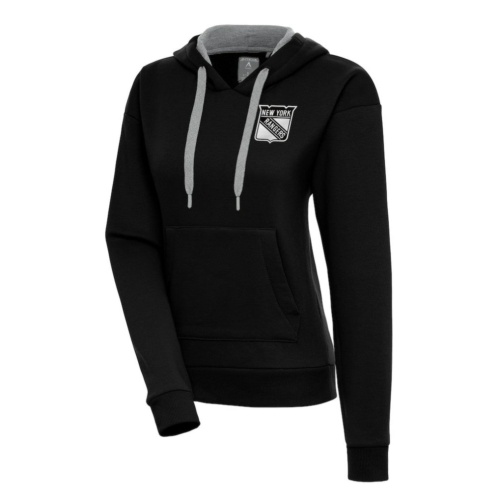 New York Rangers Antigua Women's Metallic Logo Victory Pullover Hoodie - Black | NHL online