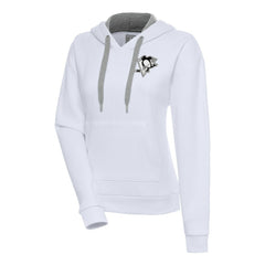 Pittsburgh Penguins Antigua Women's Metallic Logo Victory Pullover Hoodie - White | NHL on sale