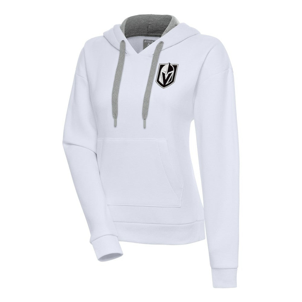 Vegas Golden Knights Antigua Women's Metallic Logo Victory Pullover Hoodie - White | NHL Lifestyle