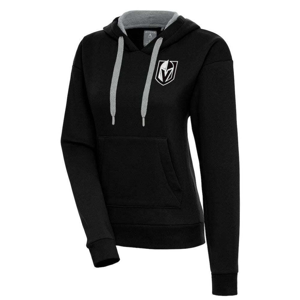 Vegas Golden Knights Antigua Women's Metallic Logo Victory Pullover Hoodie - Black | NHL near me