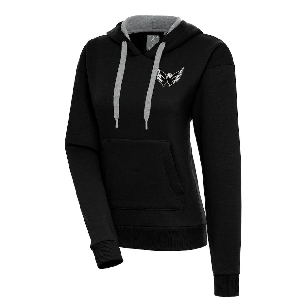 Washington Capitals Antigua Women's Metallic Logo Victory Pullover Hoodie - Black | NHL on sale