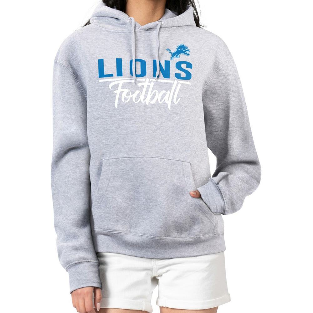 Detroit Lions G-III 4Her by Carl Banks Women's Graphic Fleece Pullover Hoodie - Heather Gray - NFL