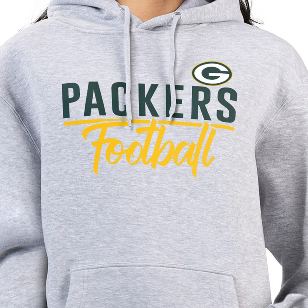Green Bay Packers G-III 4Her by Carl Banks Women's Graphic Fleece Pullover Hoodie - Heather Gray - NFL