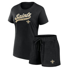 New Orleans Saints Women's Start to Finish T-Shirt & Shorts Combo Pack - Black - Fanatics