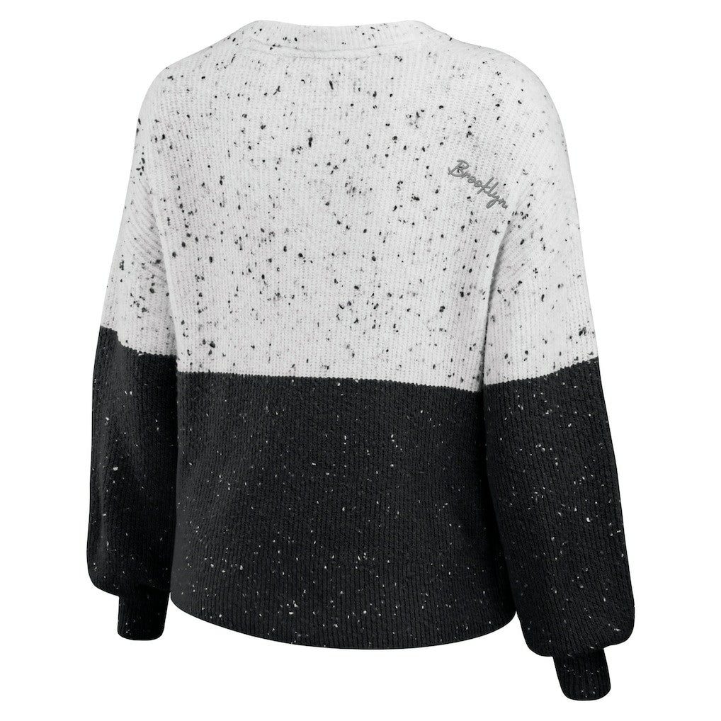 Brooklyn Nets WEAR by Erin Andrews Women's Color-Block Pullover Sweater White/Black