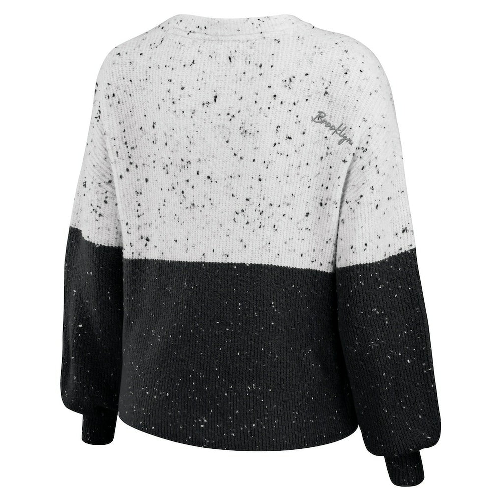 Brooklyn Nets WEAR by Erin Andrews Women's Color-Block Pullover Sweater White/Black