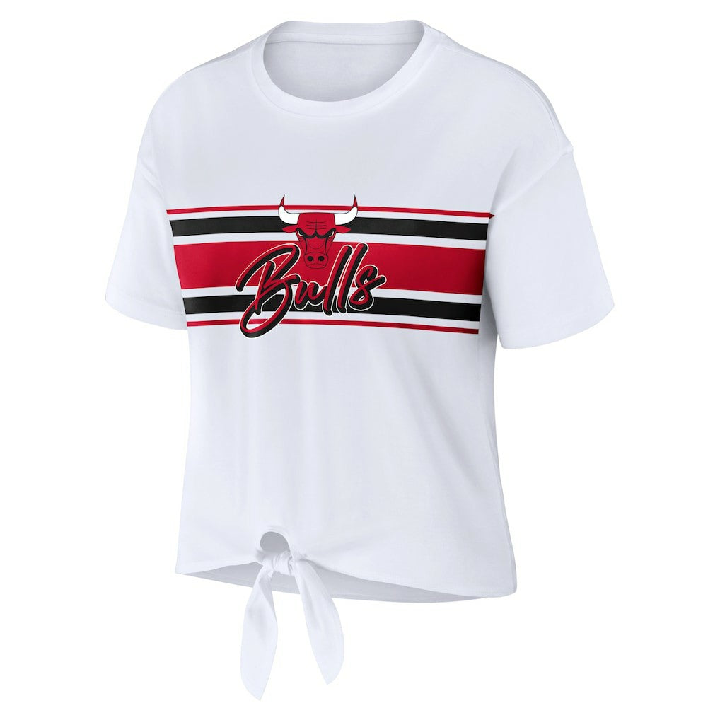 Chicago Bulls WEAR by Erin Andrews Women's Tie-Front T-Shirt White