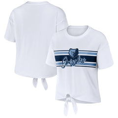 Memphis Grizzlies WEAR by Erin Andrews Women's Tie-Front T-Shirt White