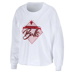 Chicago Bulls WEAR by Erin Andrews Women's Cropped Long Sleeve T-Shirt White