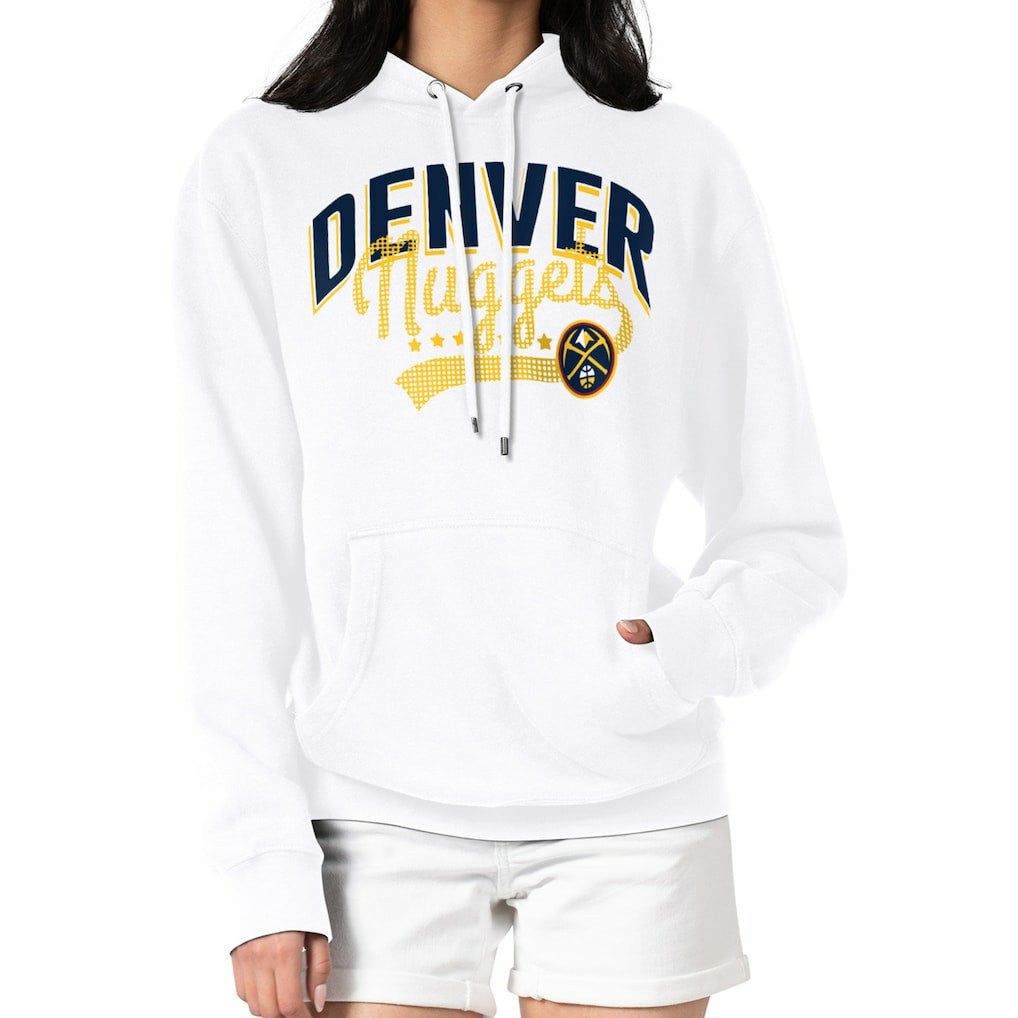 Denver Nuggets G-III 4Her by Carl Banks Women's Filigree Logo Pullover Hoodie - White