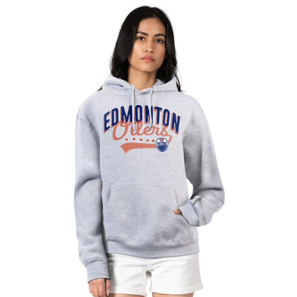 Edmonton Oilers G-III 4Her by Carl Banks Women's Filigree Logo Pullover Hoodie – Gray | NHL Clearance