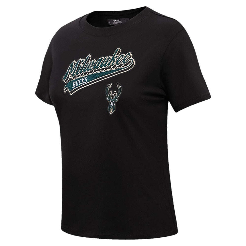 Milwaukee Bucks Pro Standard Women's Script Boyfriend T-Shirt Black