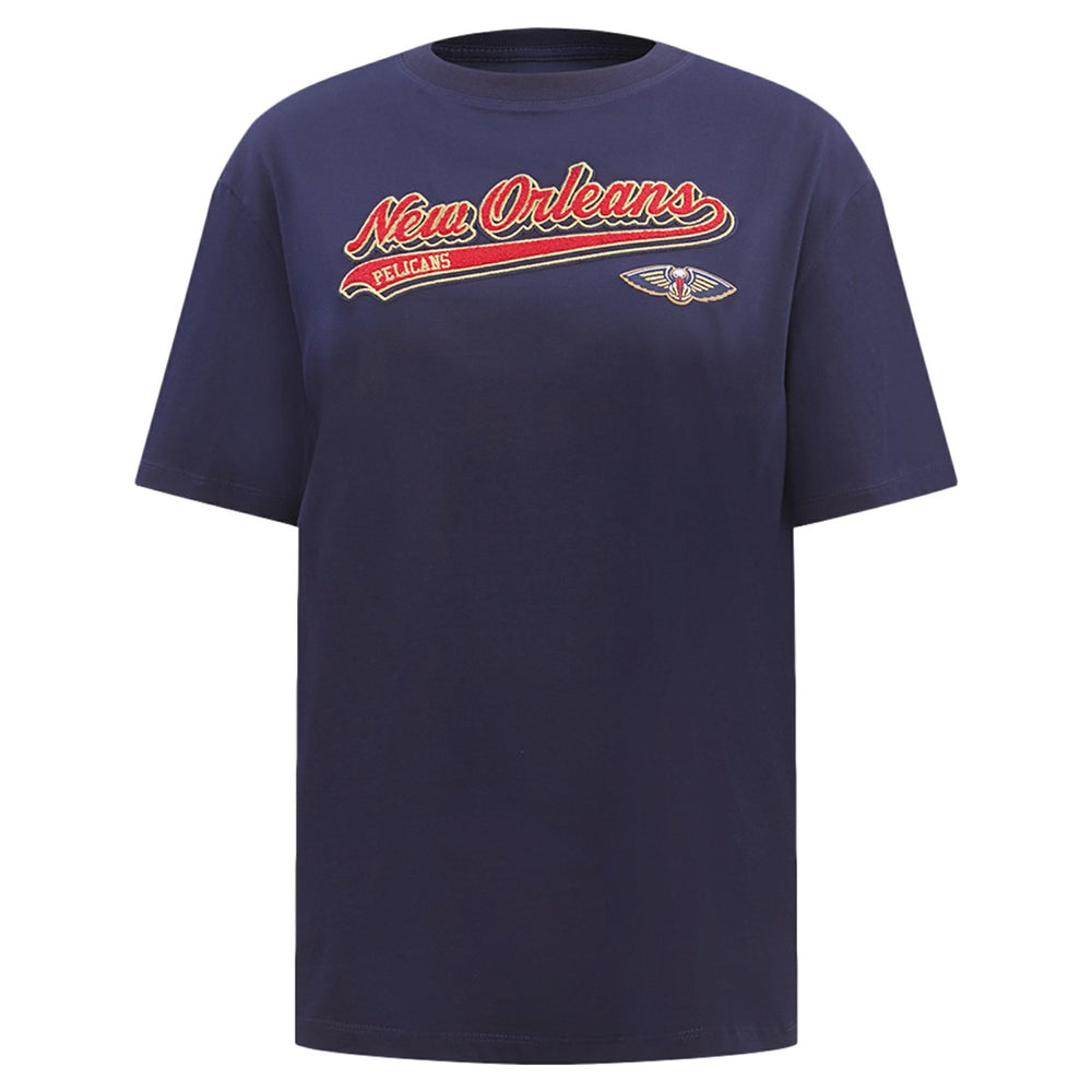 New Orleans Pelicans Pro Standard Women's Script Boyfriend T-Shirt Navy