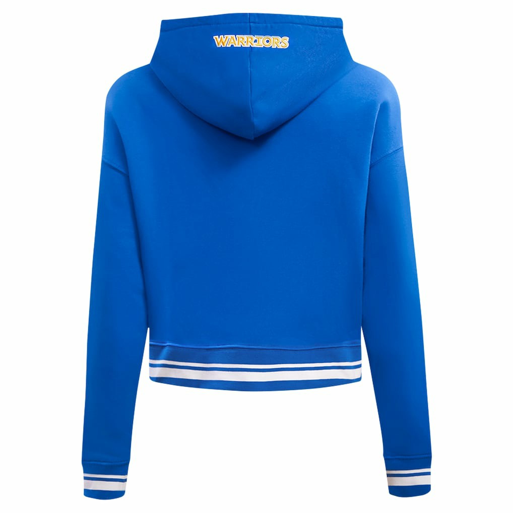 Golden State Warriors Pro Standard Women's Script Tail Cropped Pullover Hoodie Royal