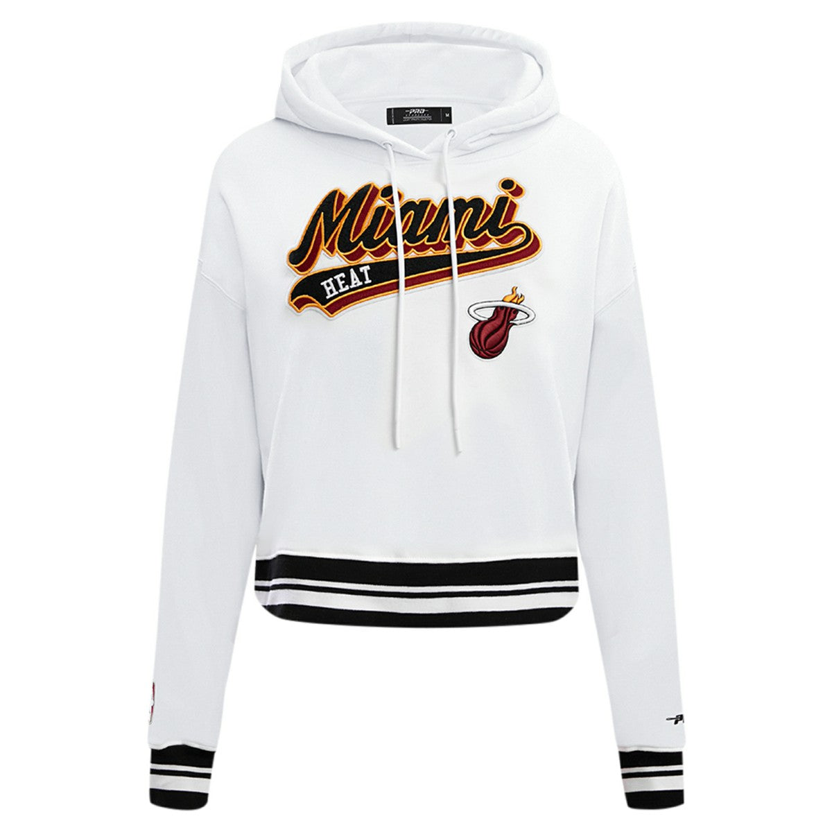 Miami Heat Pro Standard Women's Script Tail Cropped Pullover Hoodie White