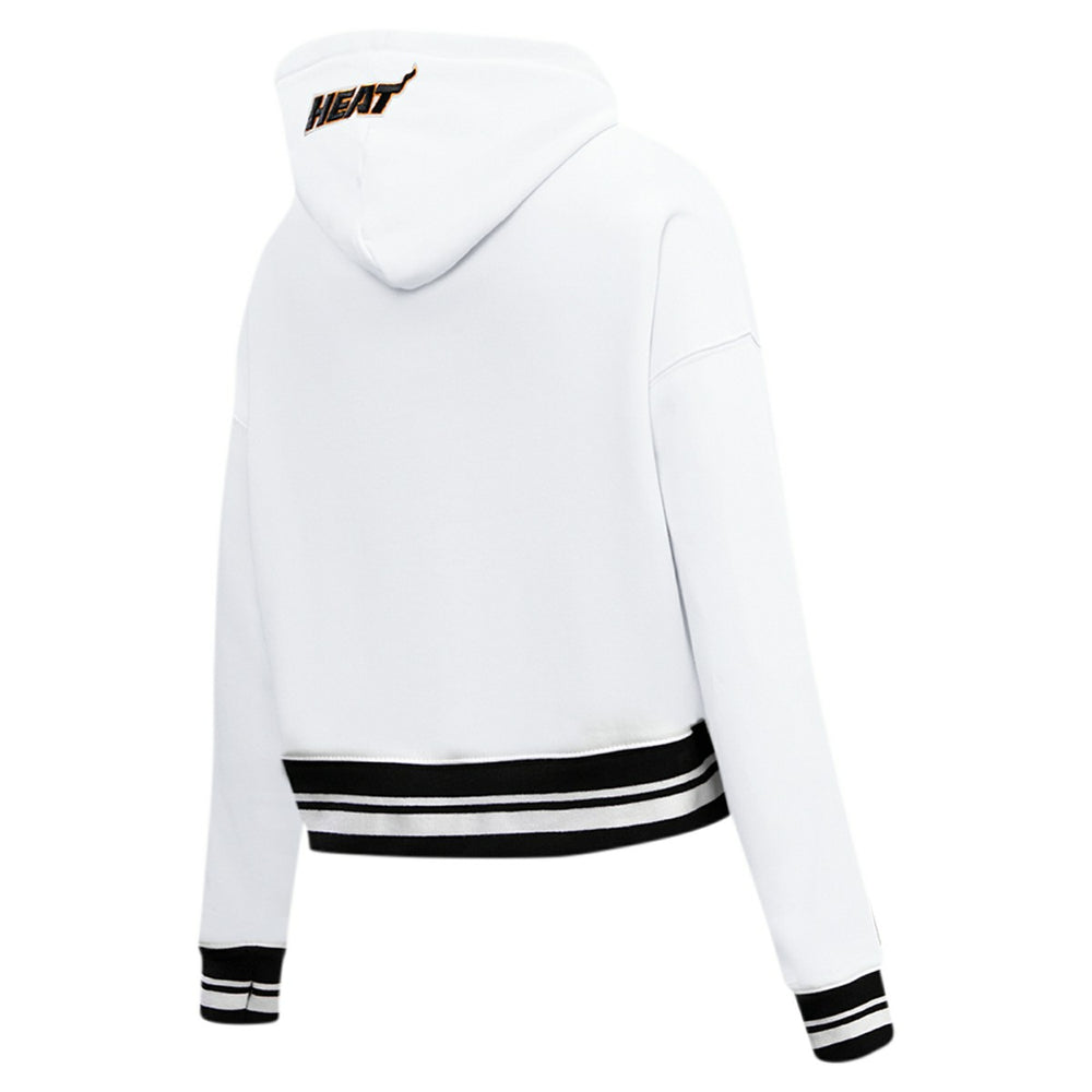 Miami Heat Pro Standard Women's Script Tail Cropped Pullover Hoodie White