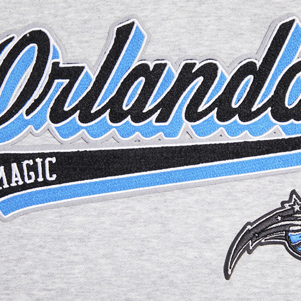 Orlando Magic Pro Standard Women's Script Tail Cropped Pullover Hoodie Heather Gray