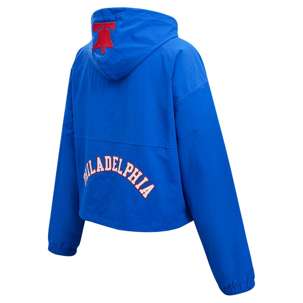 Philadelphia 76ers Pro Standard Classic Wind Woven Cropped Half-Zip Jacket Royal