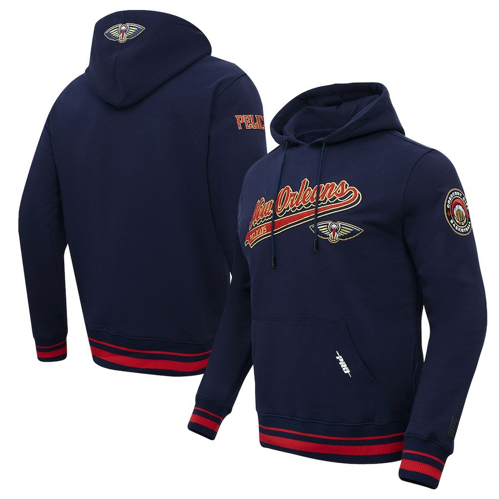 New Orleans Pelicans Pro Standard Script Tail Pullover Hoodie Navy