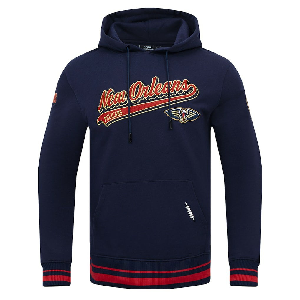New Orleans Pelicans Pro Standard Script Tail Pullover Hoodie Navy