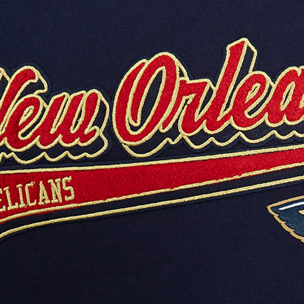 New Orleans Pelicans Pro Standard Script Tail Pullover Hoodie Navy