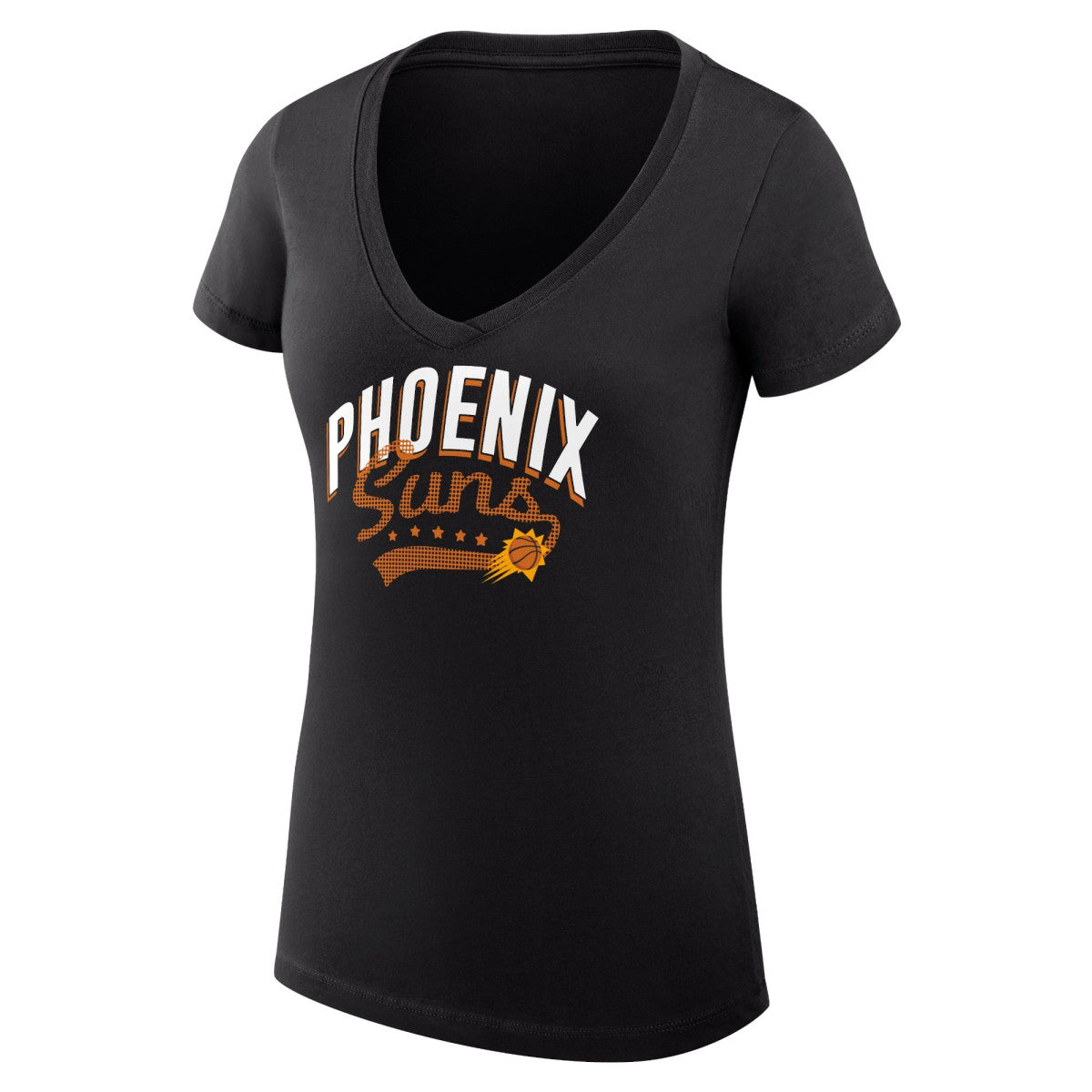 Phoenix Suns G-III 4Her by Carl Banks Women's Super-Slim Fit Lightweight Filigree Logo V-Neck T-Shirt Black