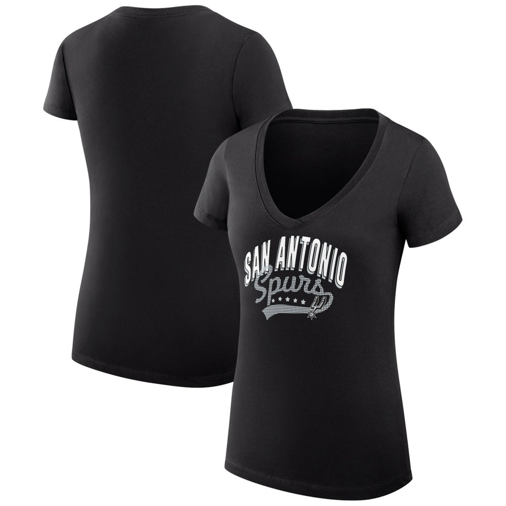 San Antonio Spurs G-III 4Her by Carl Banks Women's Super-Slim Fit Lightweight Filigree Logo V-Neck T-Shirt Black