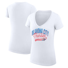 Oklahoma City Thunder G-III 4Her by Carl Banks Women's Super-Slim Fit Lightweight Filigree Logo V-Neck T-Shirt - White