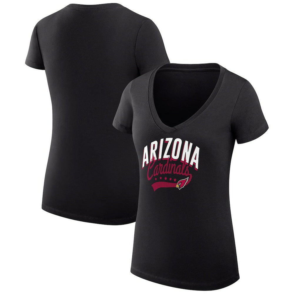 Arizona Cardinals G-III 4Her by Carl Banks Women's Super-Slim Fit Lightweight Filigree Logo Lightweight V-Neck T-Shirt – Black - NFL