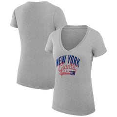 New York Giants G-III 4Her by Carl Banks Women's Super-Slim Fit Lightweight Filigree Logo Lightweight V-Neck T-Shirt – Heather Gray - NFL
